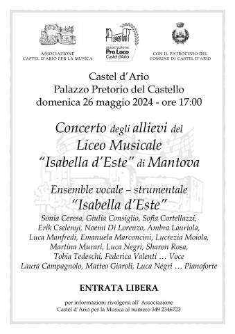 Concerto degli allievi del Liceo Musicale “Isabella d’Este” di Mantova